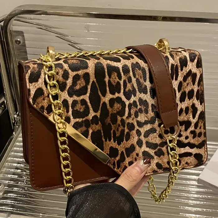 Sac à bandoulière pour femme à imprimé léopard