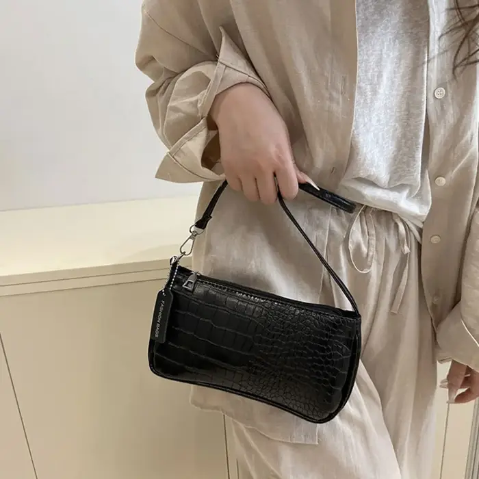 Sac à bandoulière simple à motif crocodile