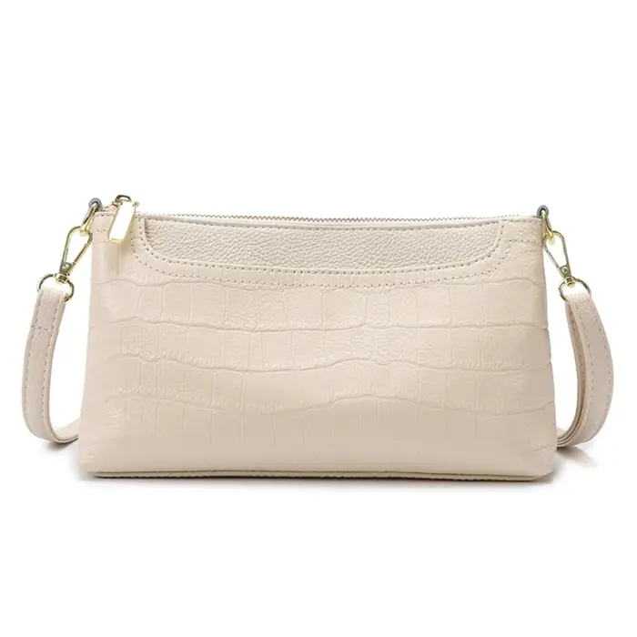 Sac messager 100% cuir véritable pour femme, style mode, sac à main féminin avec large bandoulière, 