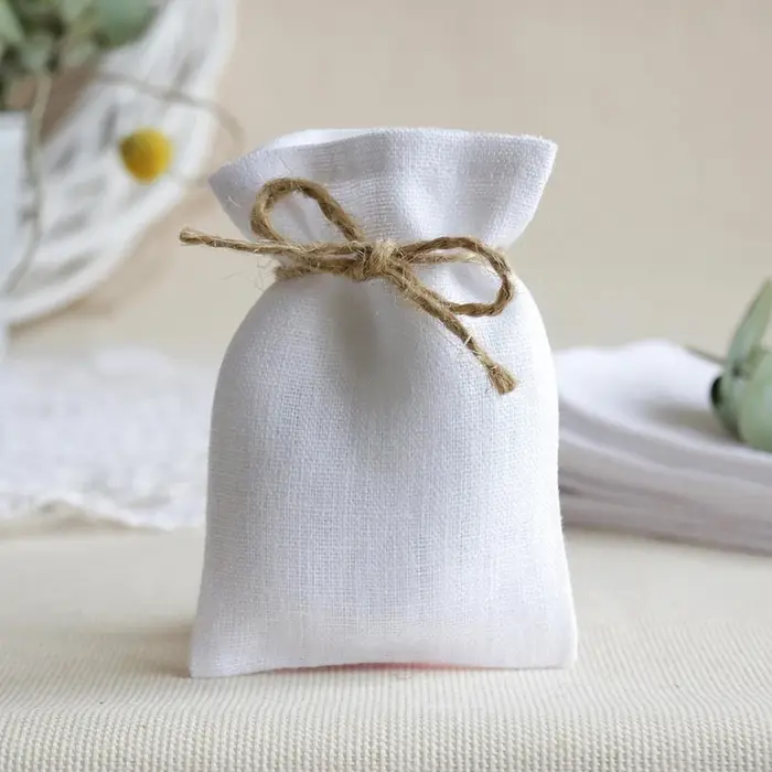 Sacs cadeaux en lin et coton avec Logo imprimé personnalisé