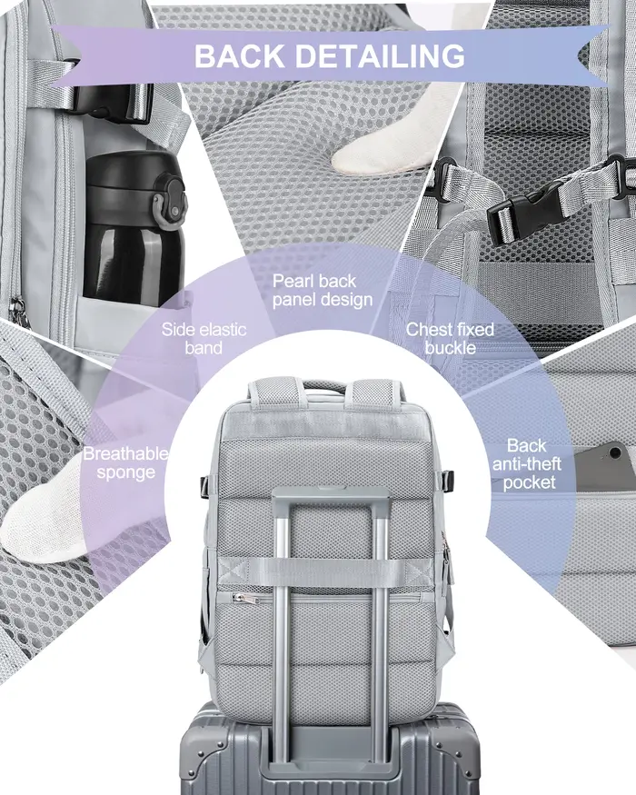 Sac à dos en nylon, sac à dos de voyage d'affaires avec port USB pour femmes et hommes, sac à dos an