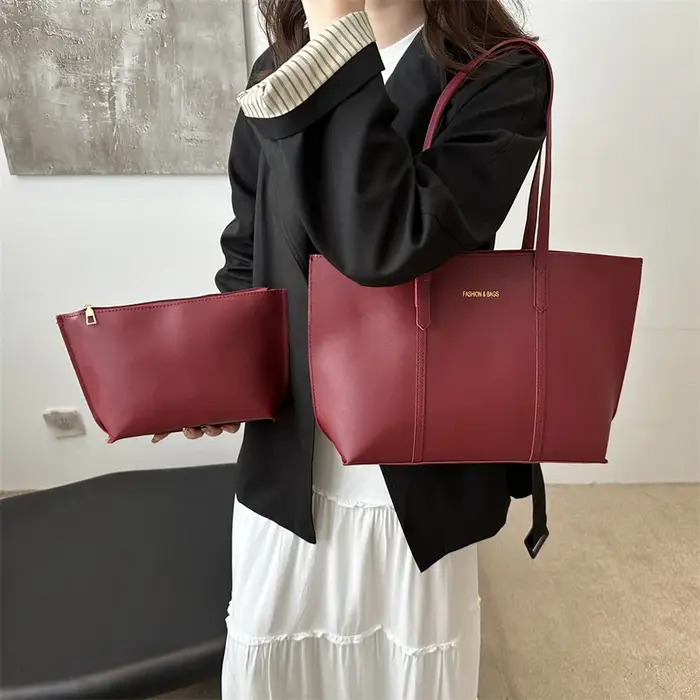 Ensemble de sacs fourre-tout vintage en similicuir avec pochette zippée