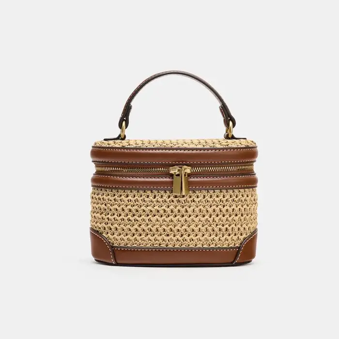Sac à main en paille tressée pour femme, petit sac fourre-tout de créateur en PP, sac à bandoulière 