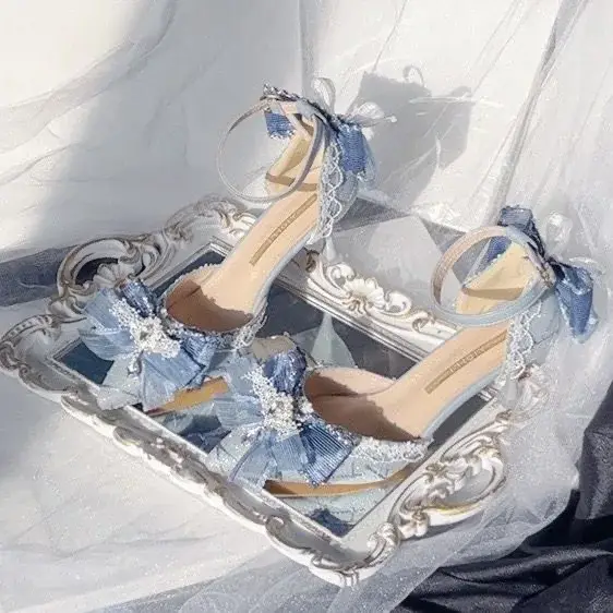 Sac à main Lolita Cosplay pour femmes, sacs à bandoulière bleus, sac de créateur, sac à bandoulière pour femmes, sacs de marque originaux, ensemble sac et chaussures