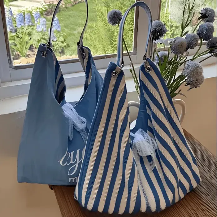 Sac à main double face pour femme avec nœud en dentelle - Idéal pour les trajets quotidiens