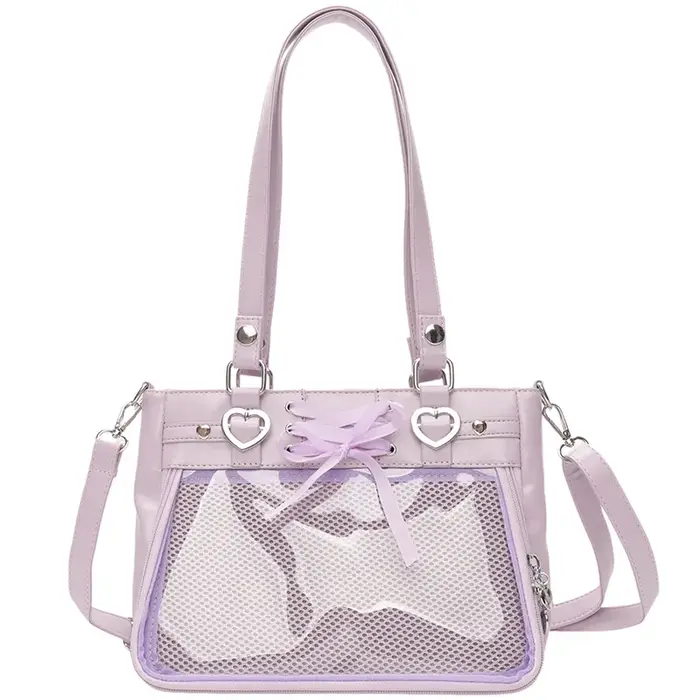 Sac bandoulière Ita Bag rouge petit format Italife avec ruban, sac à bandoulière transparent mignon
