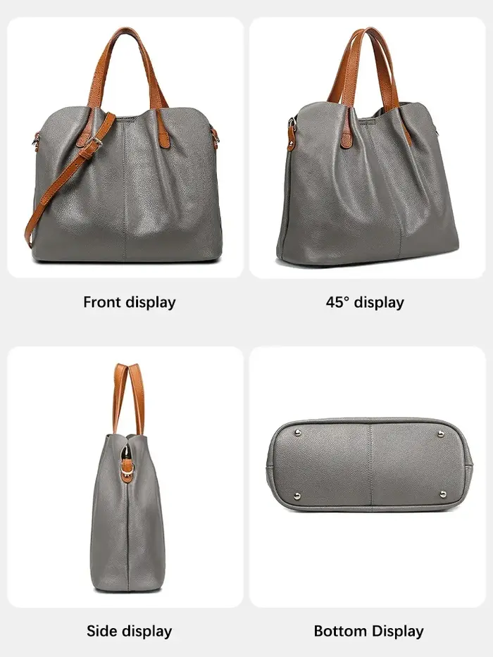 Zency Sac fourre-tout en cuir véritable femmes grand Composite froncé rouge Sac à main couche supérieure en peau de