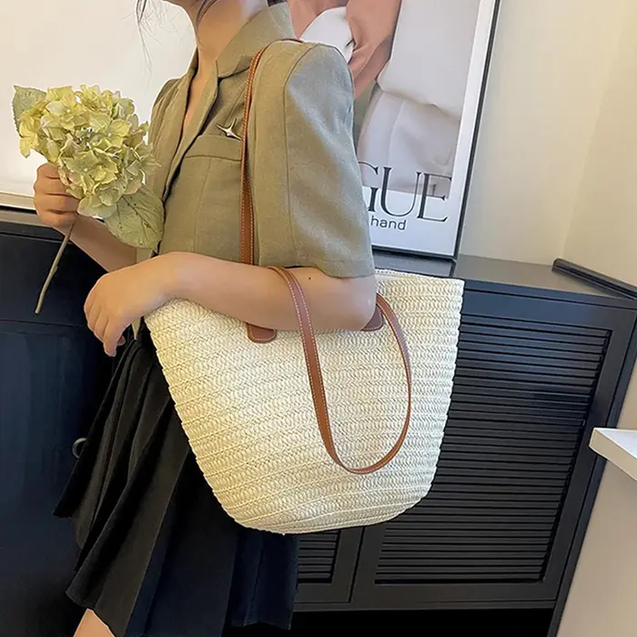 Sac à main tressé en paille pour femme