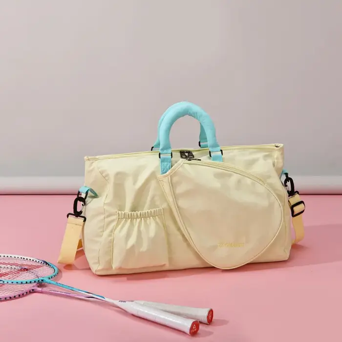 Sac de sport 36-55L pour raquettes de badminton et de tennis, sac de fitness pour femme avec séparation humide/sèche, sac de voyage à main, bandoulière et épaule unique