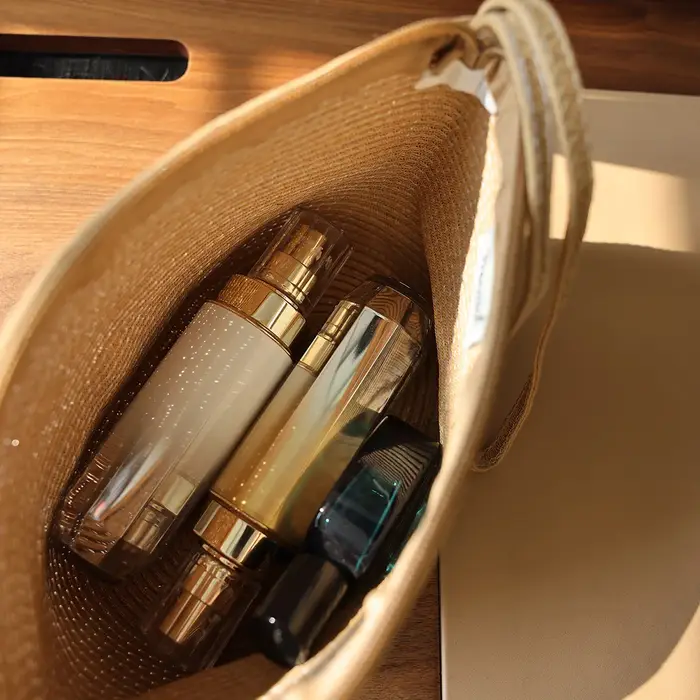 Sac à cosmétiques tissé en paille