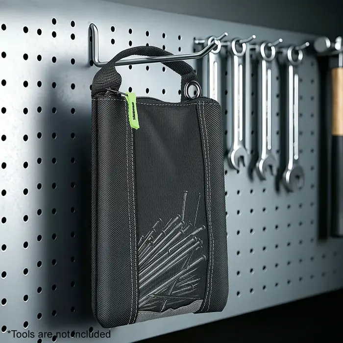 Jakah Lot de 2 pochettes à outils avec fermeture éclair, fenêtre en maille et œillets de suspension JK-211