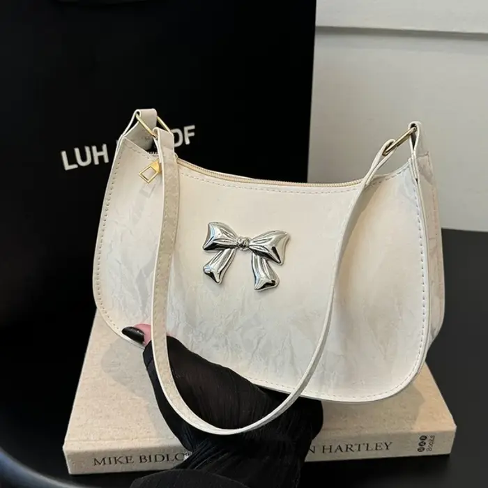 Sac à main à petit nœud doux et frais pour femmes, sac à bandoulière tendance sous les bras, adapté