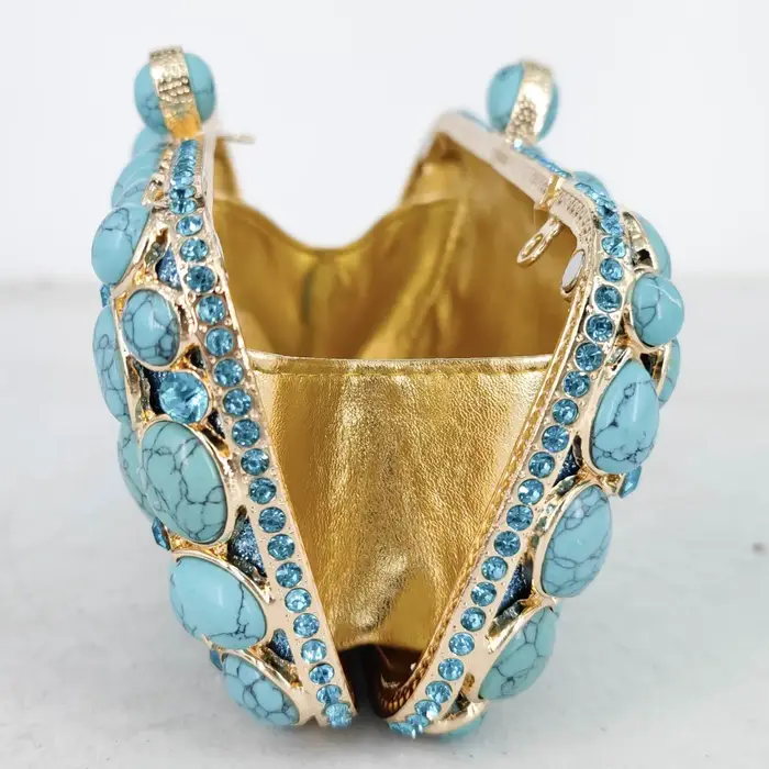 Boutique De FGG Turquoise synthétique Agate pierre sacs De soirée et pochettes pour femmes sacs De f