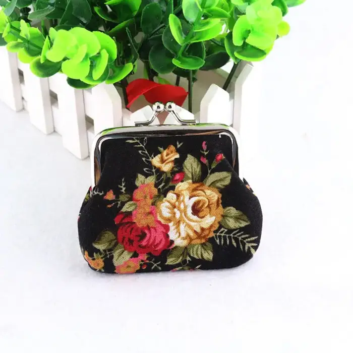 Floral Lady Mini moraillon rétro pochette porte-monnaie petit portefeuille porte-carte de crédit