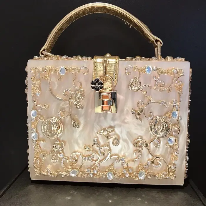 Sac de soirée en cristal de haute qualité pour femme, nouveau sac à main en métal évidé, fleur sculp