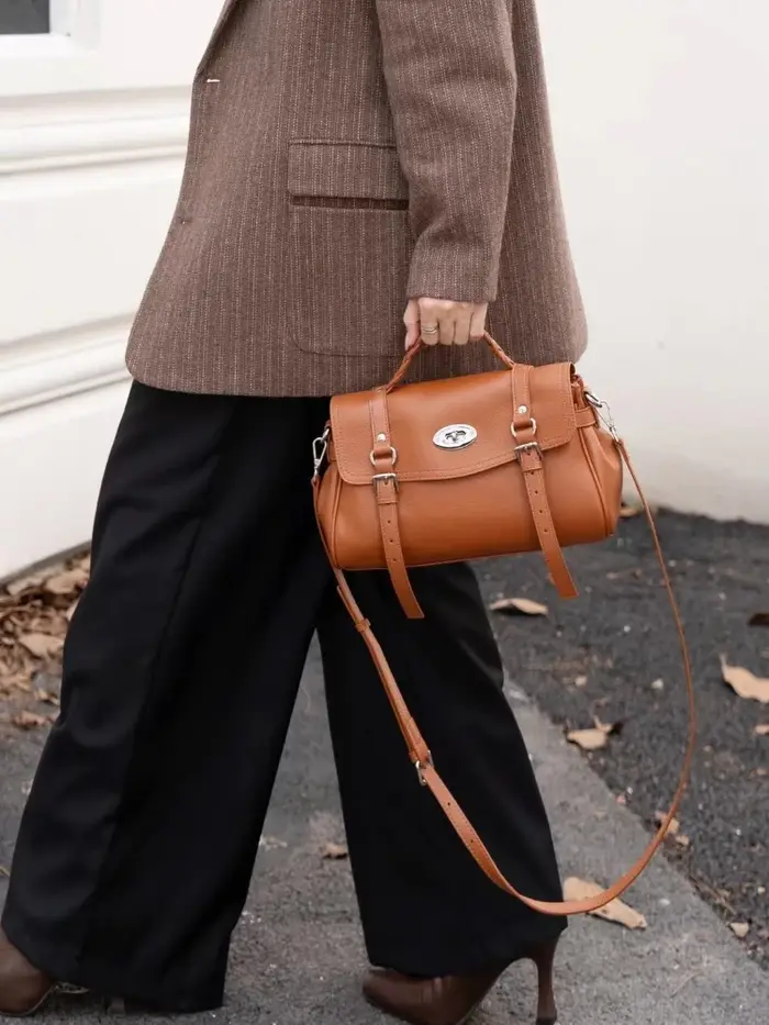 Sac à Main Rétro Classique en Cuir de Vache Naturel pour Femme, Sacoche Fourre-Tout Noir, avec Poign
