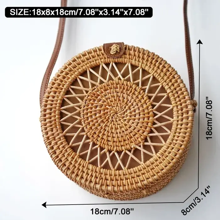 Carré rond Mulit Style sac de paille sacs à main femmes été rotin sac