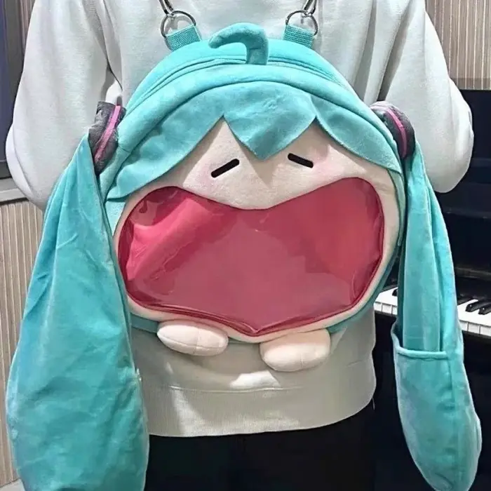 Hatsune Miku Anime Cos sac de messager en peluche grande bouche sac à dos maternelle sac à dos Trans