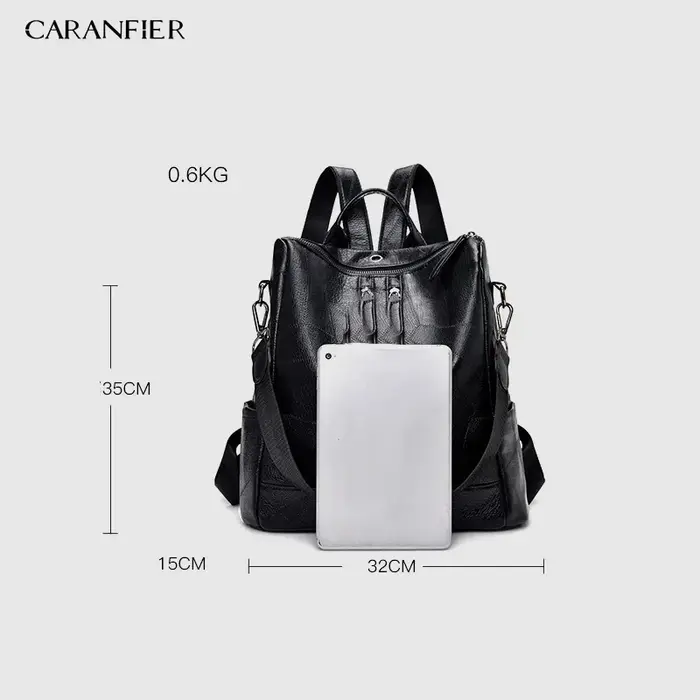 CARANFIER femmes sac à dos de haute qualité jeunes sacs à dos en cuir pour adolescentes femme école sac à bandoulière sac à dos mochila