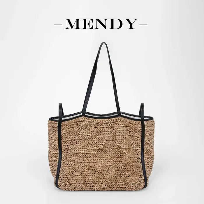 Sac Tote Femme Paille Rafia Tissé Plage Grande Capacité Été Shopping Anse Cuir Casual Élégant Grand 2025 Tendance Best-seller Mode Féminine Style Naturel Artisanal Fait Main Vacances Resort Chic Bohèm