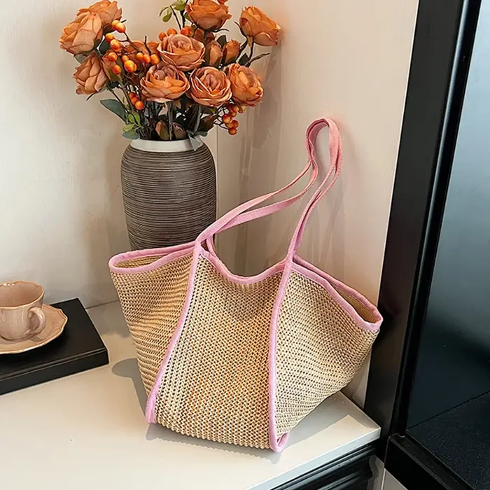 Sacs en Crochet pour femmes, fourre-tout de plage d'été, fourre-tout esthétique en raphia, sac à mai