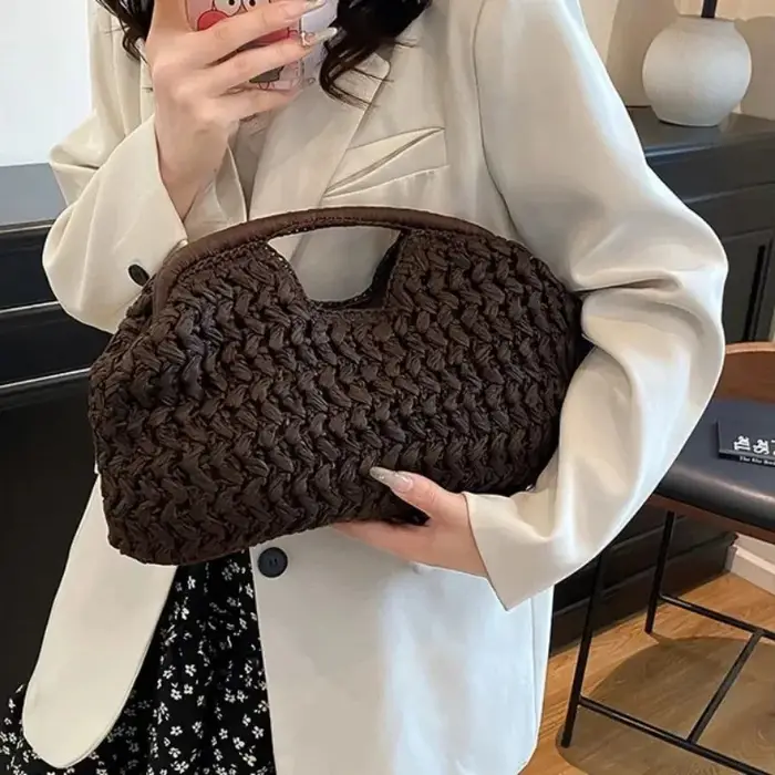 Sac de plage de luxe en paille et rotin pour l'été
