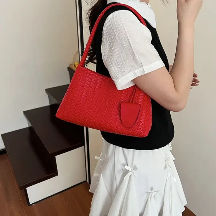 Sacs fourre-tout en cuir tressé tendance avec poignée supérieure tressée