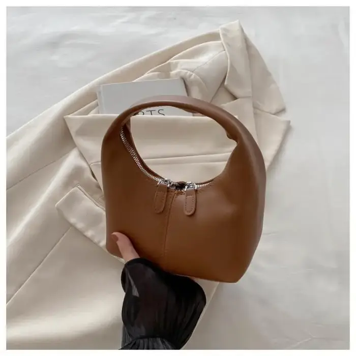 Mini sac hobo en cuir PU avec poignée supérieure et fermeture éclair, élégant petit sac à bandoulièr