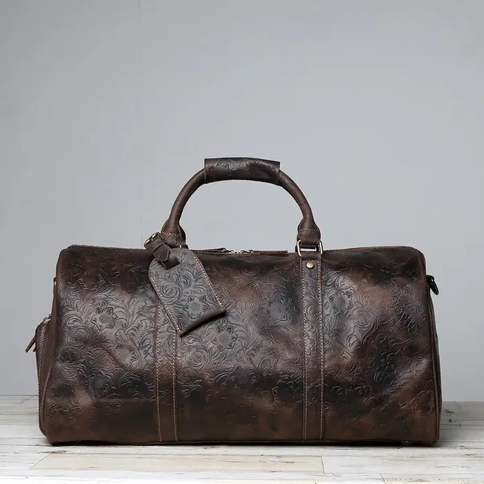 Baotou-Fourre-tout en cuir gaufré vintage