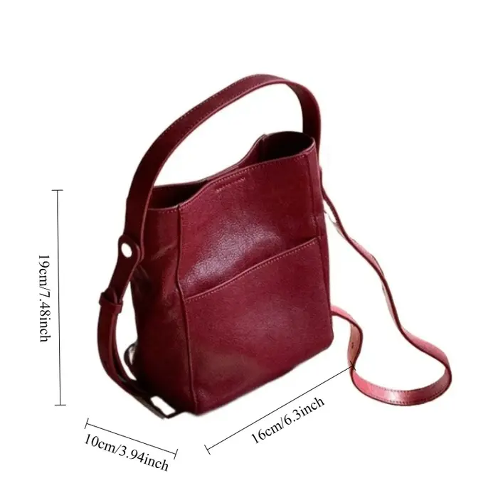 Sac seau pour femme en cuir tanné végétal
