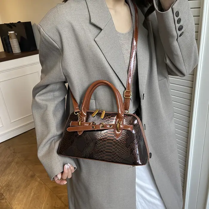 Sac à main classique en cuir motif serpent pour femmes