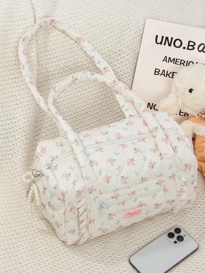 Sac de voyage à carreaux bleus