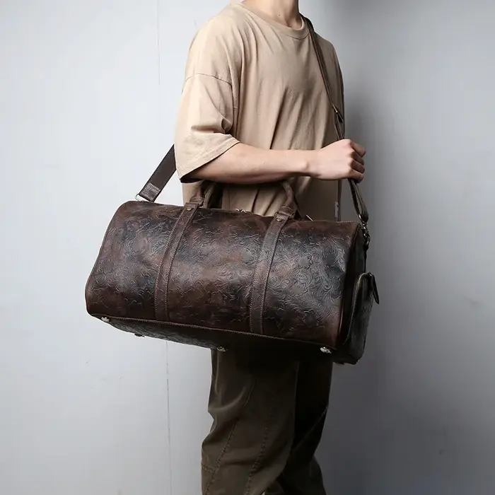 Baotou-Fourre-tout en cuir gaufré vintage