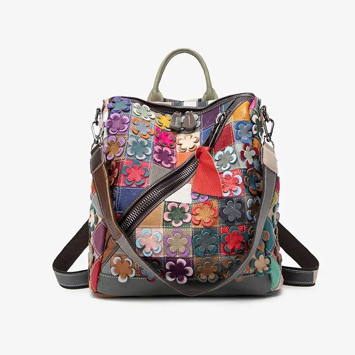 Sac à dos de voyage en cuir véritable pour femmes