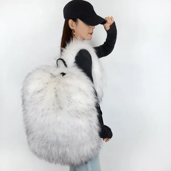 Nouveau sac à dos en fausse fourrure grande capacité unisexe