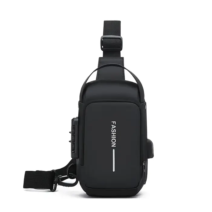 Sac à bandoulière en tissu Oxford durable pour hommes – Sac de poitrine élégant pour moto avec poche