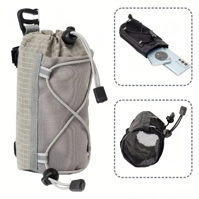 Sac à bandoulière extérieur avec support pour gourde de voyage, pochette suspendue pour bouteille d'eau, rangement pour téléphone portable, randonnée, camping, sports