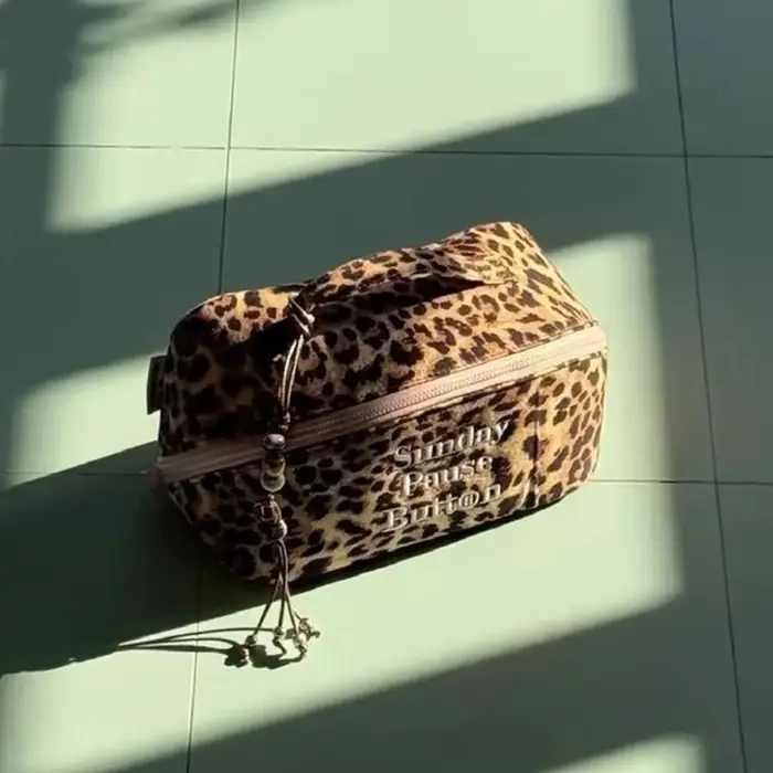 Sac fourre-tout léopard vintage tendance grande capacité avec fermeture éclair