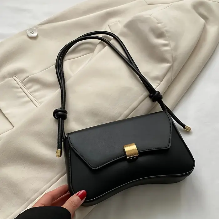 Sac à main rétro en PU pour femme - Design léger à rabat