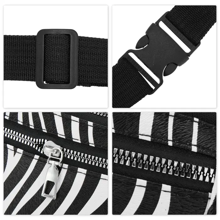 X Autohaux Zèbre Motif Fanny Pack Noir Blanc 1 Pc
