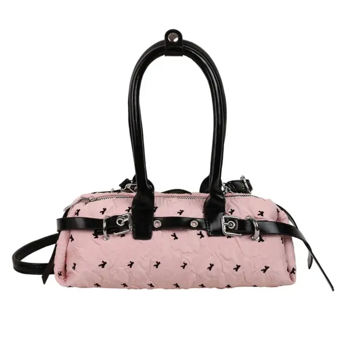 Sac à bandoulière portable en seersucker style coréen pour femme, sac de bowling décontracté en cuir