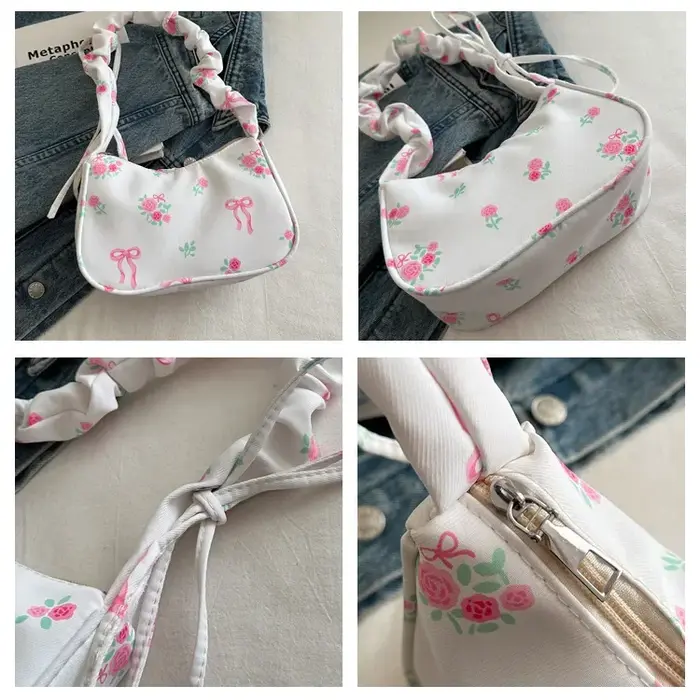 Sacs à main plissés à imprimé floral pour femmes