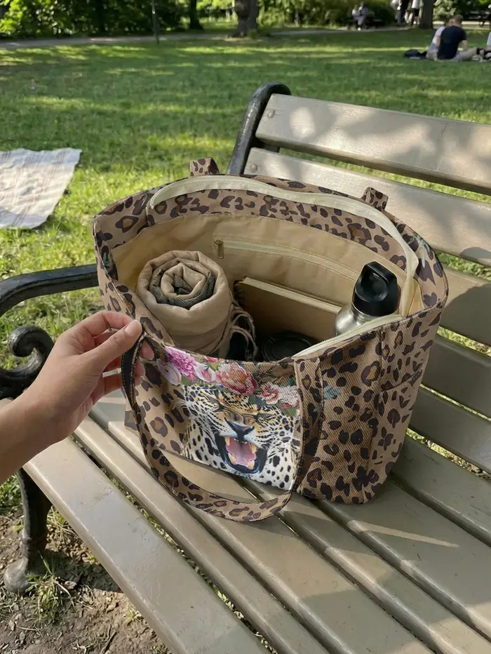 Sac à main pour femme à imprimé léopard