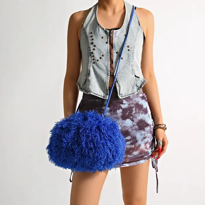 Sac Nuage en Fausse Fourrure Bouclée et Moelleuse
