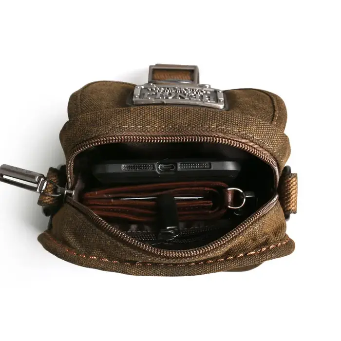 Petit Sac en Toile Vintage avec Poches Multifonctionnelles