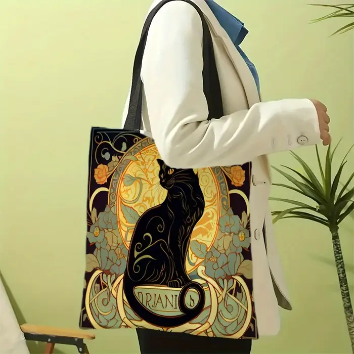 Sac fourre-tout rétro Art Noble chat noir
