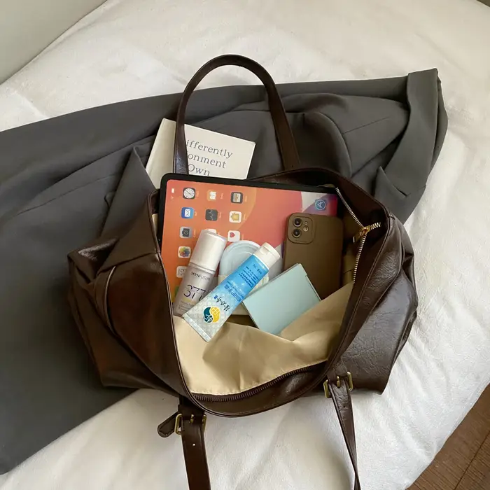 Fourre-tout noir en cuir Pu pour femmes