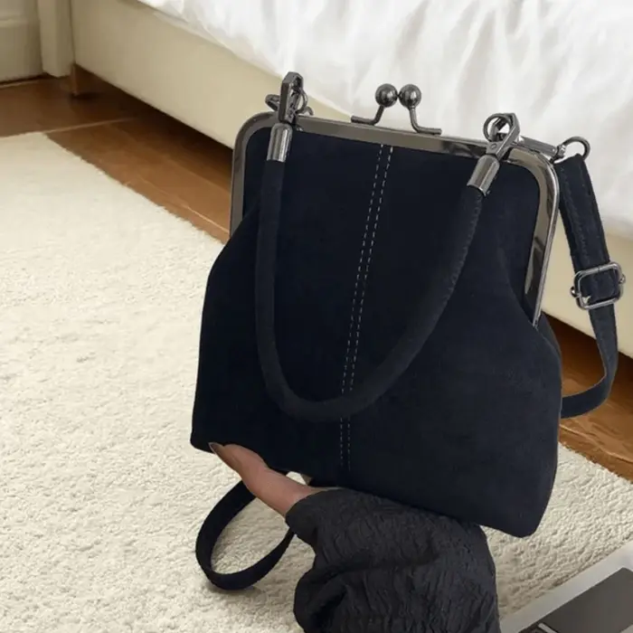 Sac bandoulière en cuir PU avec fermeture à clip, pochette à poignée courte, grande capacité, sac à