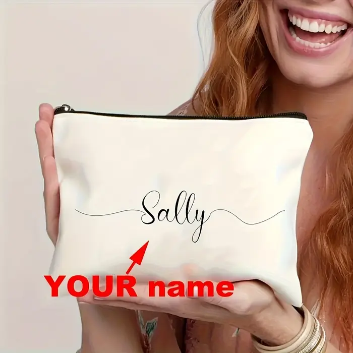 Pochette de maquillage personnalisée avec fermeture éclair - Nom personnalisé "Sally" ou votre propr