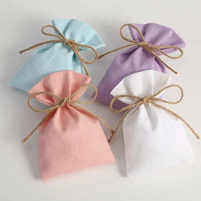 Sacs cadeaux en lin et coton avec Logo imprimé personnalisé